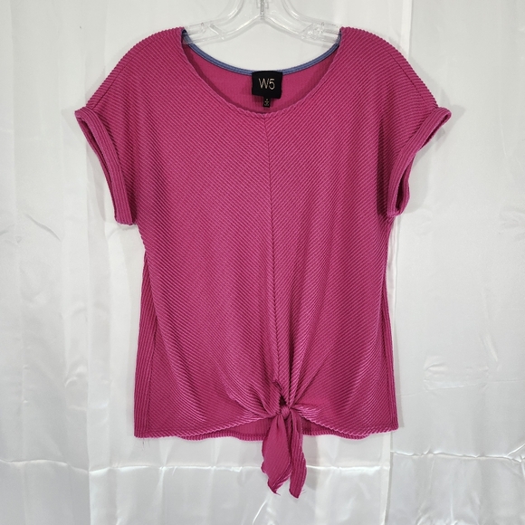 W5 Tops - 🌼W5 Size Small Women's Pink Textured Tie-Front Top